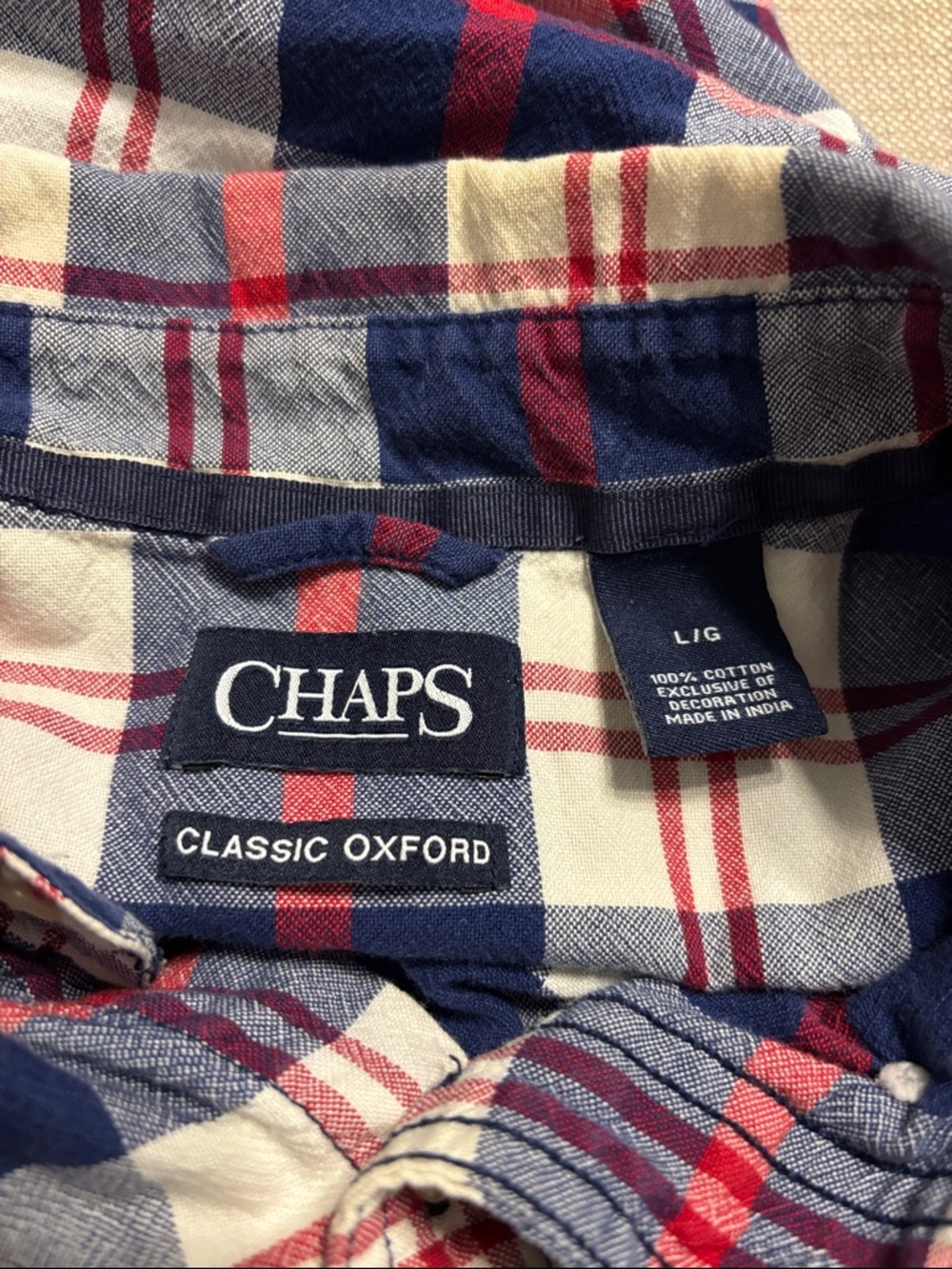 Chaps Classic Fit Plaid Oxford Shirt - Picture 7 of 7